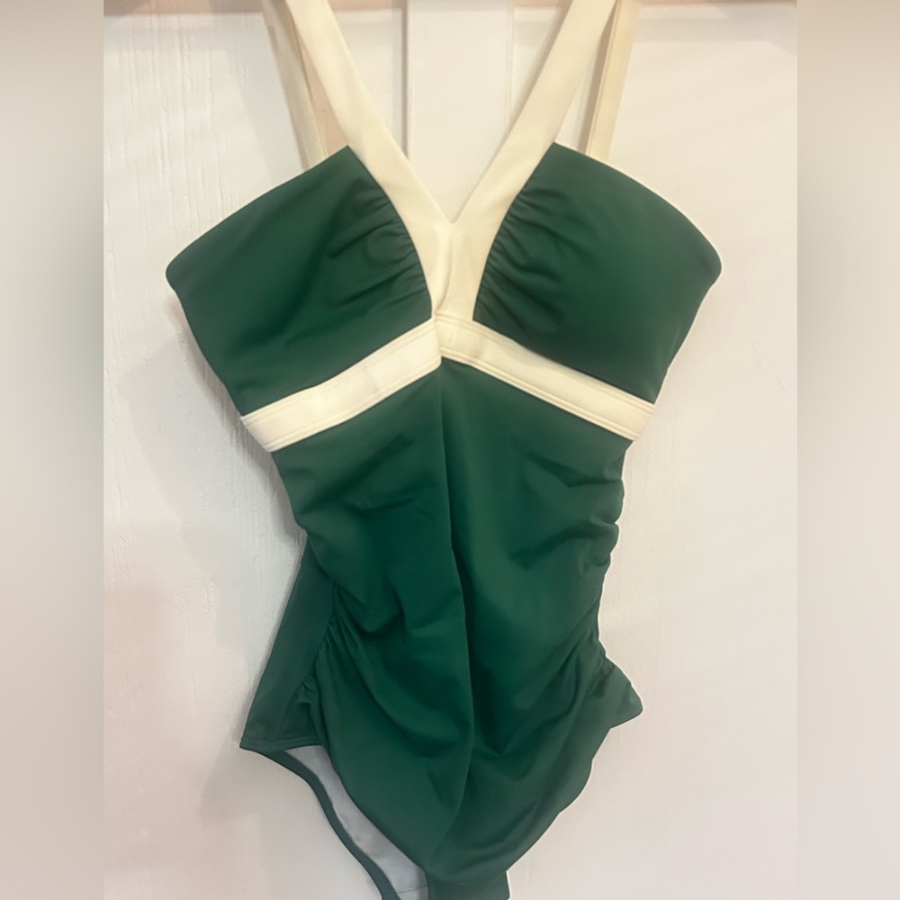 Boden Corsica V Neck Swimsuit Green , Size 6R - Picture 4 of 10
